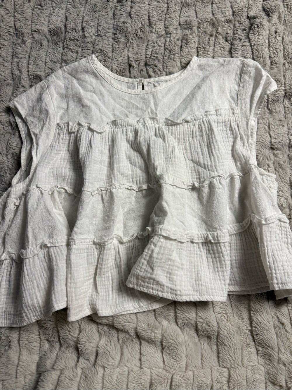 White Tiered Ruffle Sleeveless Top